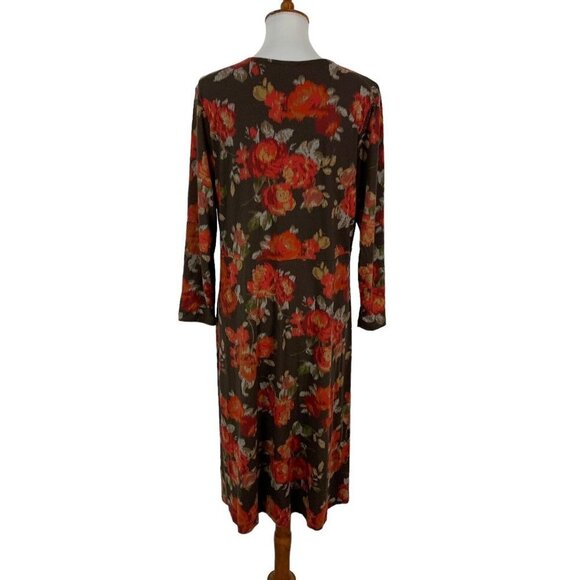 J. Jill Women’s Dress Large Stretch Long Sleeve Midi Brown - Picture 5 of 7